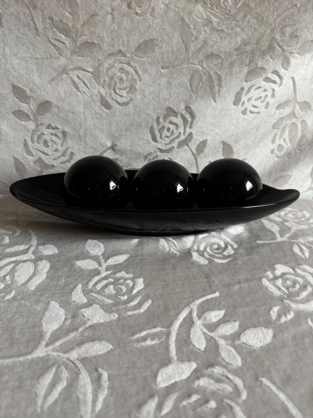 Decorative Black Bowl 3 Matching Spheres Orb 3 peas in a pod minimalistic design